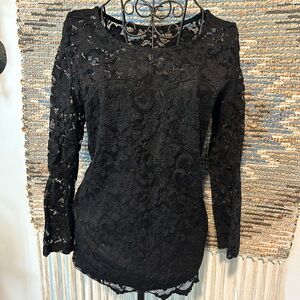 Boston Proper Lace Long Sleeve Top